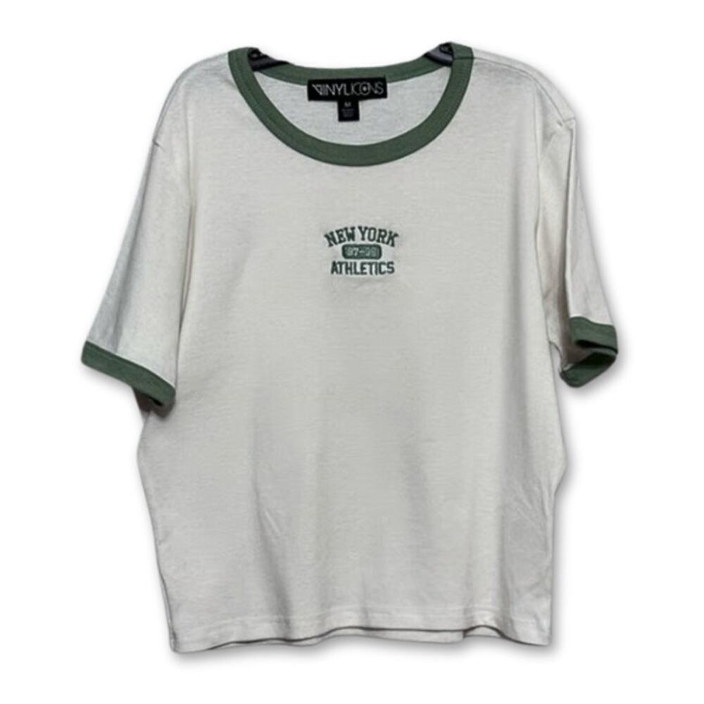 Vinyl Icons T-Shirt New York Athletics 1997-98 Scoop Neckline White Girls M NWOT